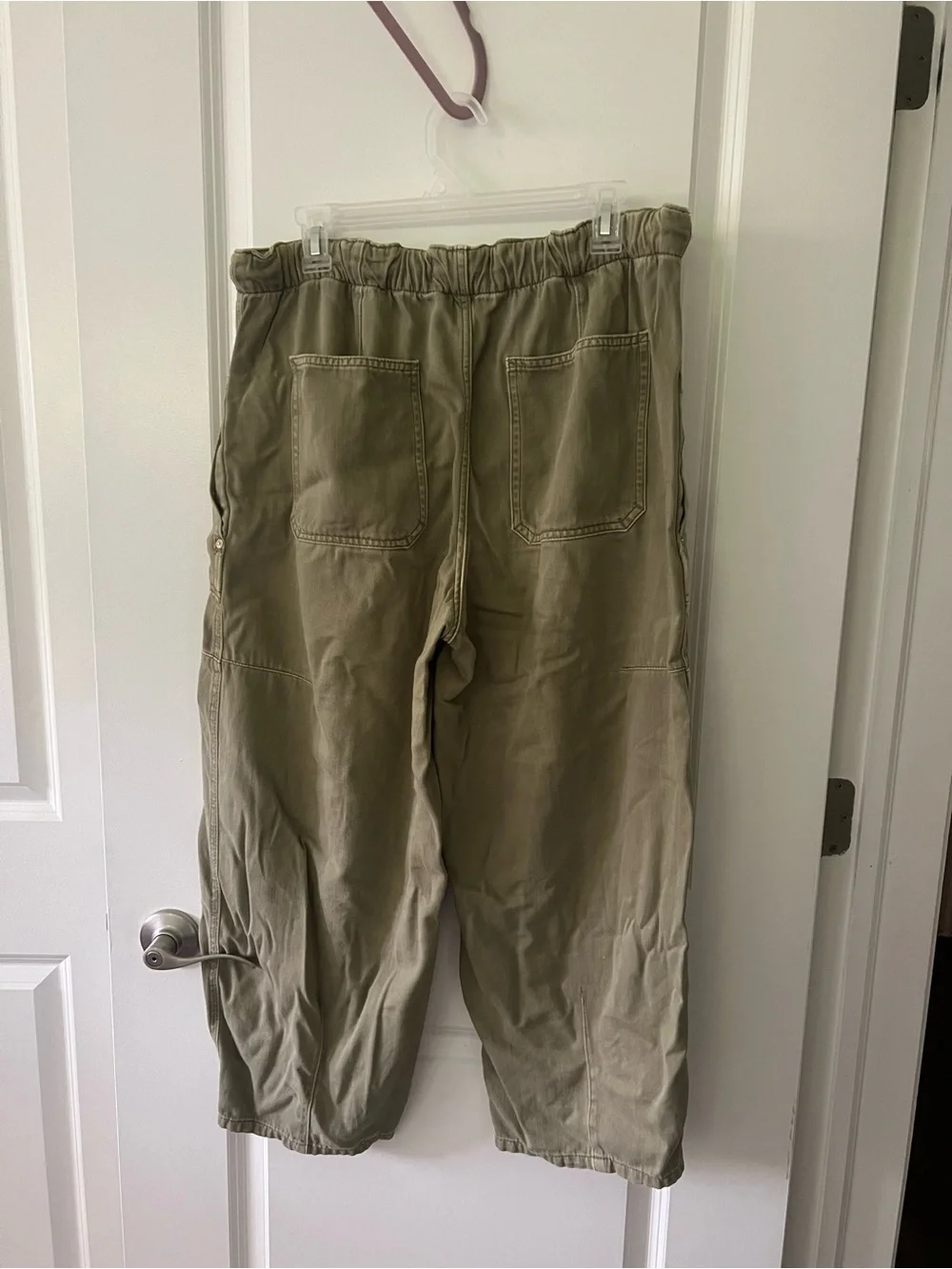 FREE PEOPLE green tie waist barrel jeans